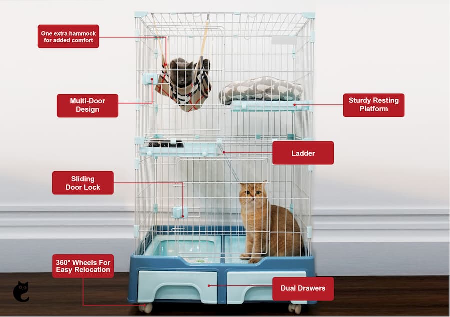 Deluxe Cat Cage For Multi-Cat Households